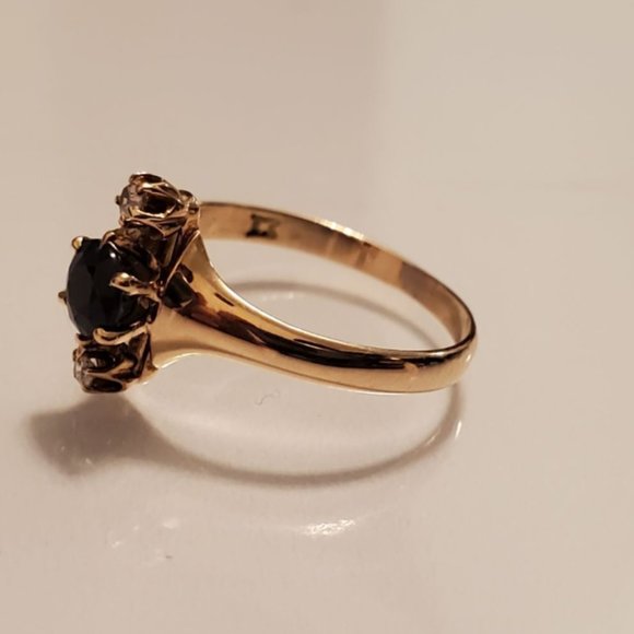 Antique 14K Sapphire and Diamond Ring - Picture 8 of 14